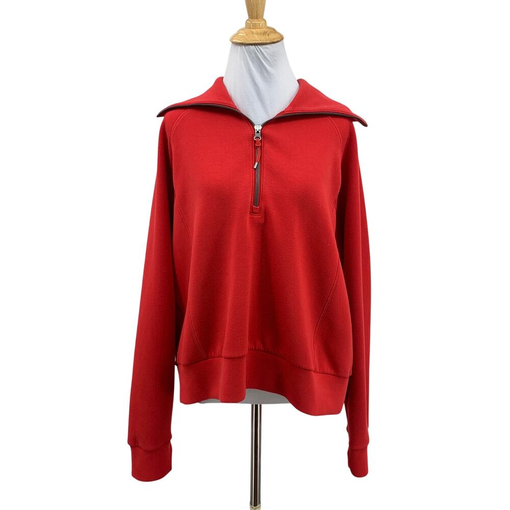 Spanx Sweatshirt Womens L Large Poppy AirEssentials Half Zip Stretch Pullover